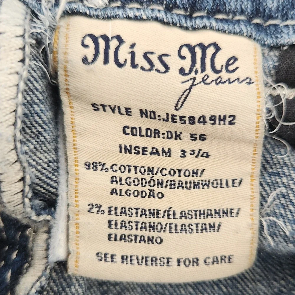 Miss Me Denim Shorts Womens 24 Rhinestone Studded Distressed Blue Festival